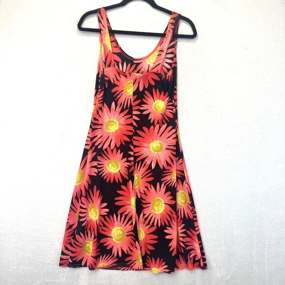 Vintage Sophie A Floral Scoop Neck Dress Size Small Canada Sunflower Gauzy‎ Knee - Picture 2 of 9